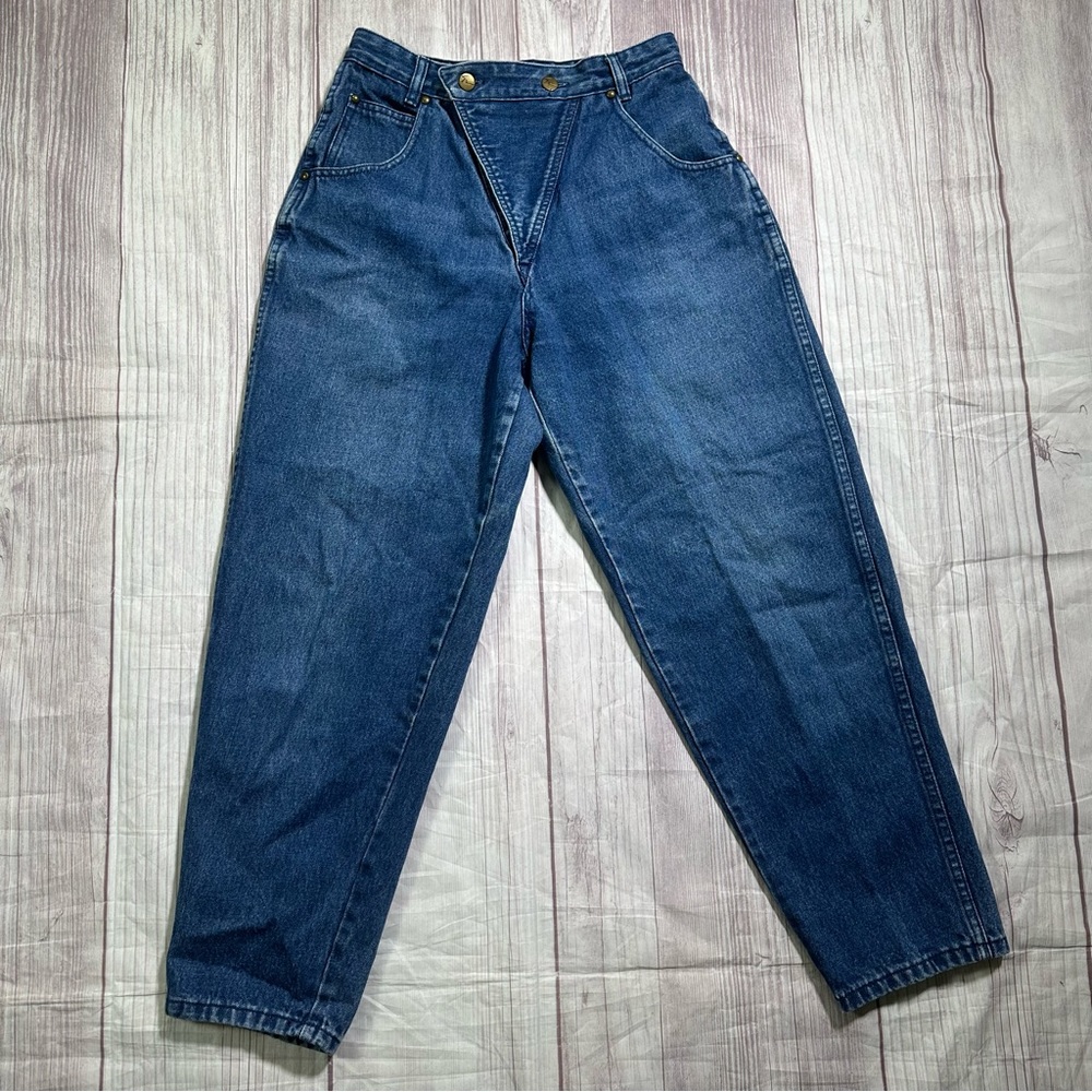 Women’s Vintage Western Style Front Flap Cropped High Waisted Denim Jeans